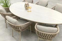 Romeo/Lecce organische tuinset voor 6 personen 240x120 cm. - Latte