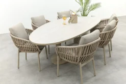 Romeo/Lecce organische tuinset voor 6 personen 240x120 cm. - Latte