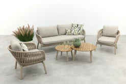 Romeo/Mindo rope stoel-bank loungeset - Latte