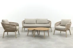 Romeo/Mindo rope stoel-bank loungeset - Latte