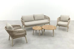 Romeo/Mindo rope stoel-bank loungeset - Latte