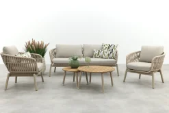 Romeo/Mindo rope stoel-bank loungeset - Latte