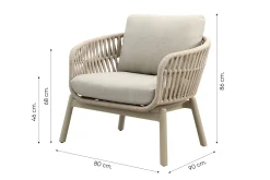 Romeo/Orion rope stoel-bank loungeset - Latte