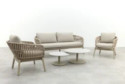 Romeo/Orion rope stoel-bank loungeset - Latte