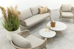 Romeo/Orion rope stoel-bank loungeset - Latte