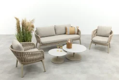 Romeo/Orion rope stoel-bank loungeset - Latte