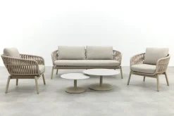 Romeo/Orion rope stoel-bank loungeset - Latte