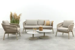 Romeo/Orion rope stoel-bank loungeset - Latte