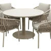 Romeo/Rodez 4-persoons tuinset Ø120 cm. - Latte