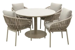 Romeo/Rodez 4-persoons tuinset Ø120 cm. - Latte