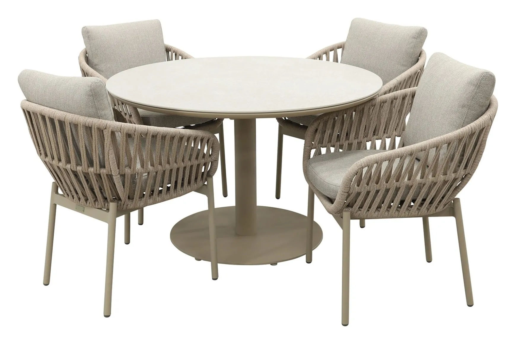 Romeo/Rodez 4-persoons tuinset Ø120 cm. - Latte