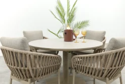 Romeo/Rodez 4-persoons tuinset Ø120 cm. - Latte