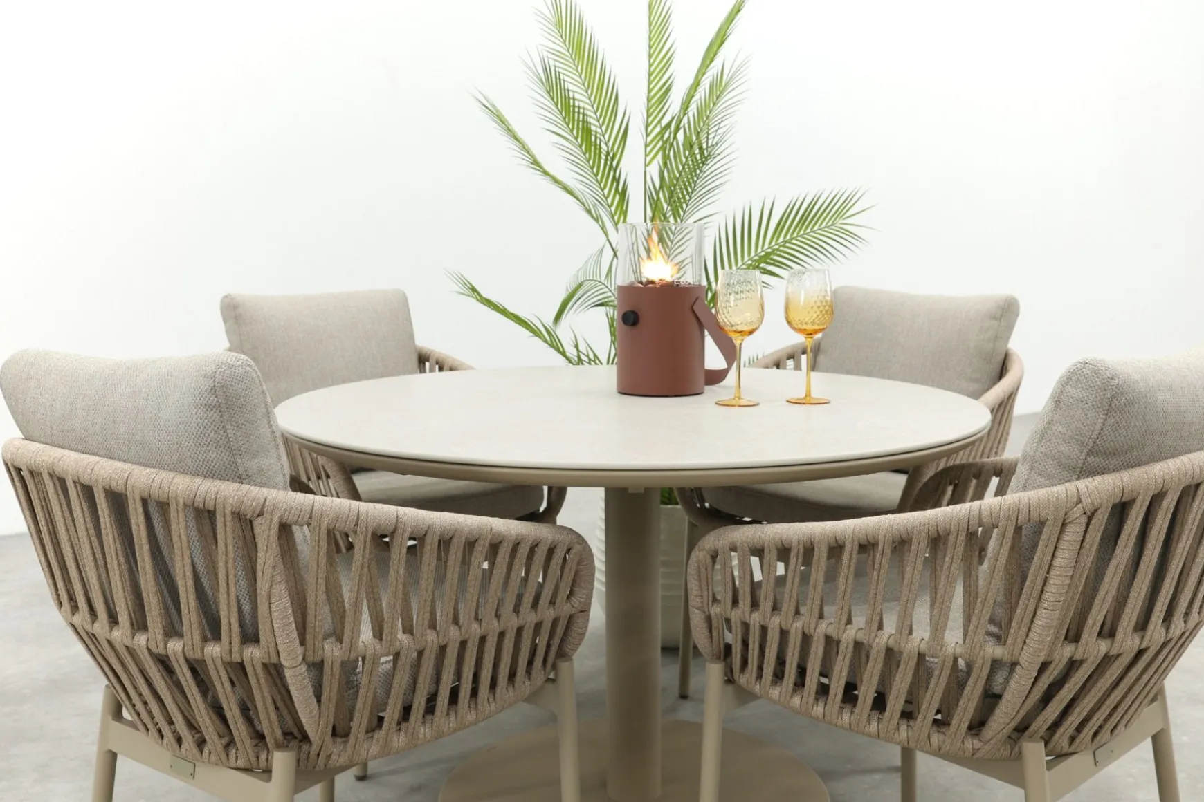Romeo/Rodez 4-persoons tuinset Ø120 cm. - Latte
