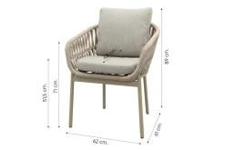 Romeo/Rodez 4-persoons tuinset Ø120 cm. - Latte