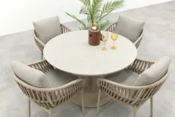 Romeo/Rodez 4-persoons tuinset Ø120 cm. - Latte