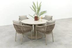 Romeo/Rodez 4-persoons tuinset Ø120 cm. - Latte