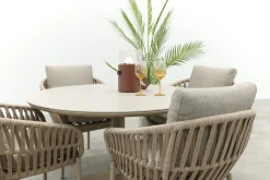 Romeo/Rodez 4-persoons tuinset Ø120 cm. - Latte