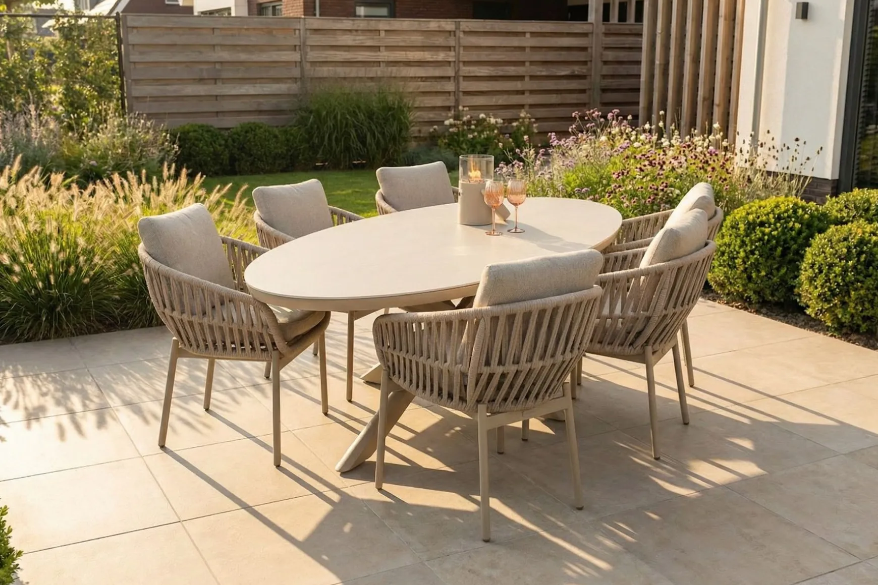 Romeo rope dining tuinstoel - Latte