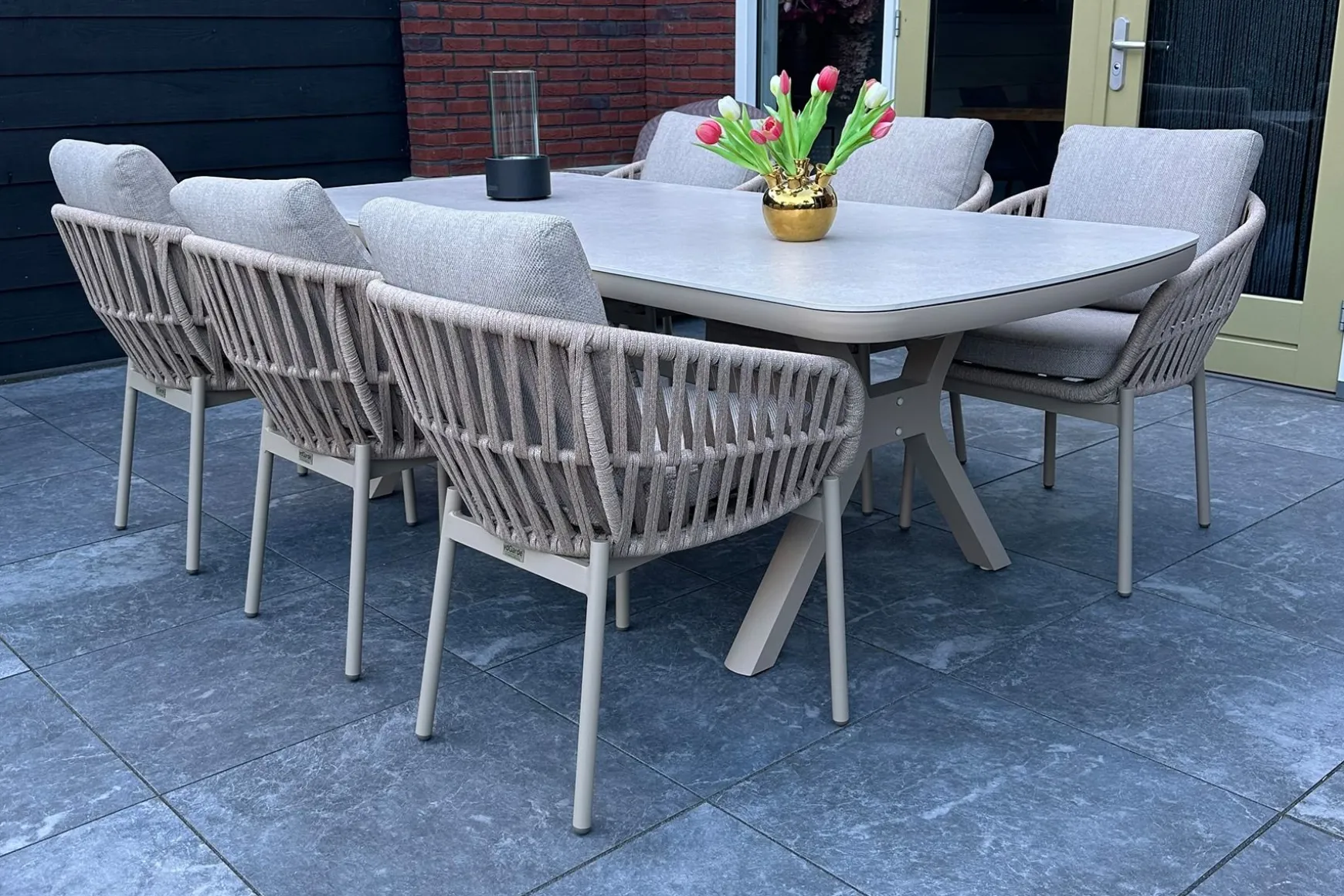 Romeo rope dining tuinstoel - Latte