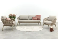 Romeo rope stoel-bank loungeset - Latte