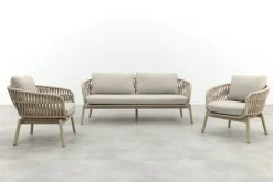 Romeo rope stoel-bank loungeset - Latte