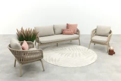 Romeo rope stoel-bank loungeset - Latte