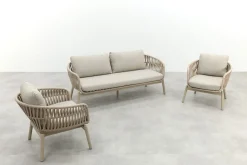 Romeo rope stoel-bank loungeset - Latte