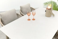 Romeo/Sofia rope dining tuinset voor 4 personen 160x90 cm. - Latte