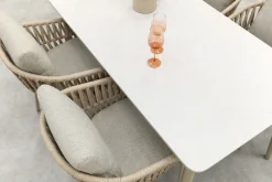 Romeo/Sofia rope dining tuinset voor 4 personen 160x90 cm. - Latte