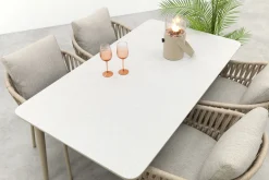 Romeo/Sofia rope dining tuinset voor 4 personen 160x90 cm. - Latte