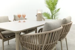 Romeo/Sofia rope dining tuinset voor 4 personen 160x90 cm. - Latte