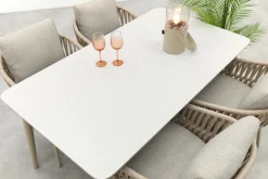 Romeo/Sofia rope dining tuinset voor 4 personen 160x90 cm. - Latte