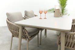 Romeo/Sofia rope dining tuinset voor 4 personen 160x90 cm. - Latte