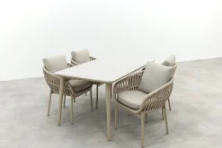Romeo/Sofia rope dining tuinset voor 4 personen 160x90 cm. - Latte