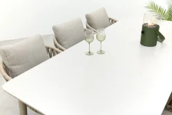 Romeo/Sofia rope dining tuinset voor 6 personen 220x100 cm. - Latte
