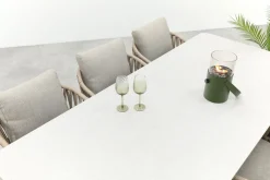 Romeo/Sofia rope dining tuinset voor 6 personen 220x100 cm. - Latte
