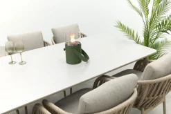 Romeo/Sofia rope dining tuinset voor 6 personen 220x100 cm. - Latte