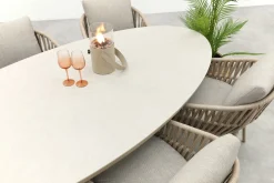 Romeo/Ventaro ovale tuinset voor 6 personen 240x115 cm. - Latte