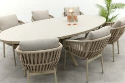 Romeo/Ventaro ovale tuinset voor 6 personen 240x115 cm. - Latte