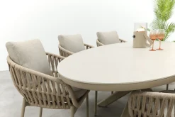 Romeo/Ventaro ovale tuinset voor 6 personen 240x115 cm. - Latte