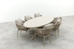 Romeo/Ventaro ovale tuinset voor 6 personen 240x115 cm. - Latte