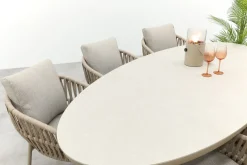 Romeo/Ventaro ovale tuinset voor 6 personen 240x115 cm. - Latte