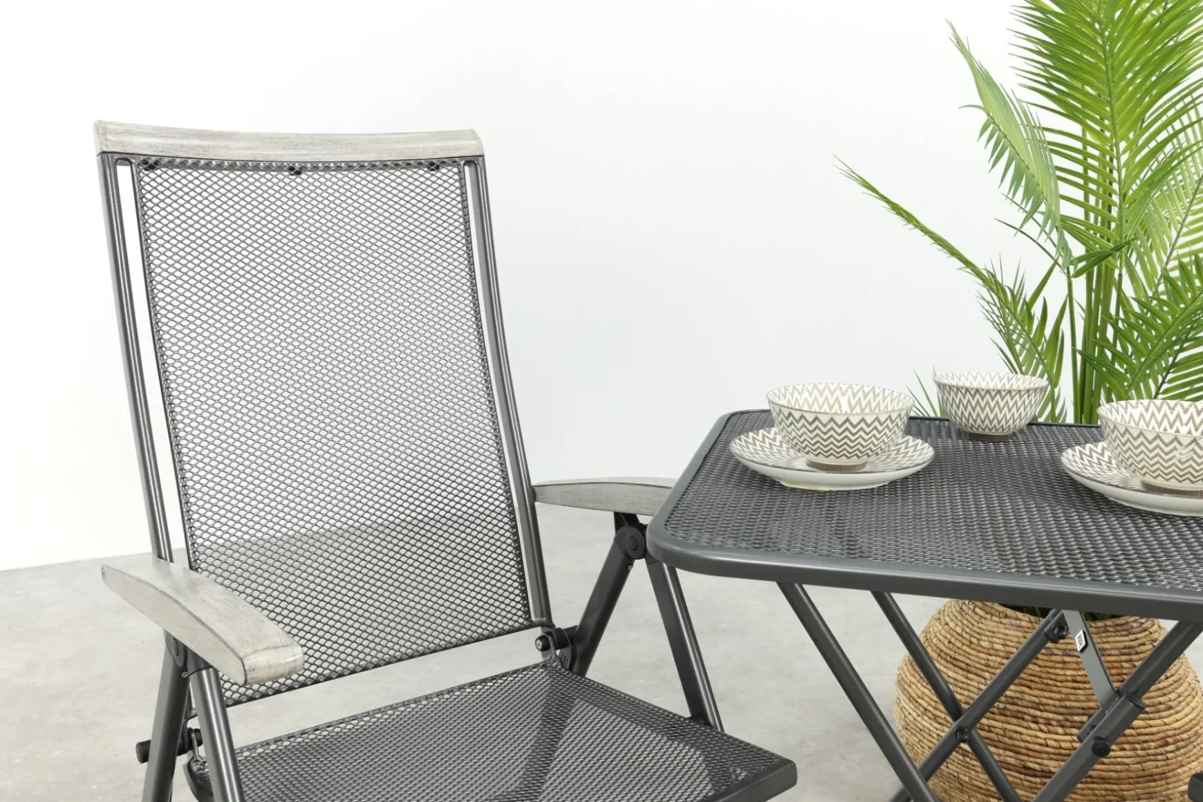Royal Garden Balero inklapbare balkonset 3-delig strekmetaal 60x60 cm.