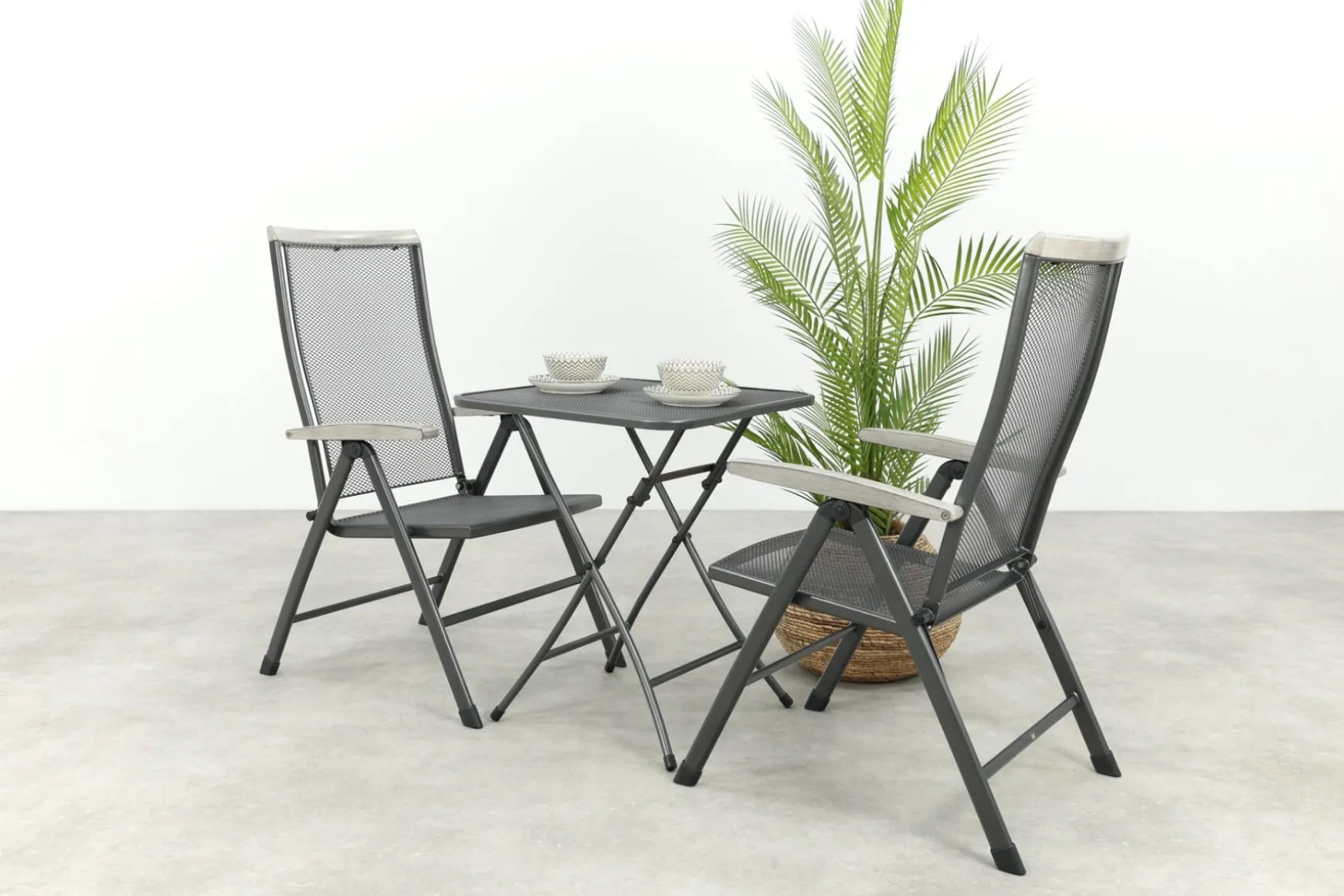 Royal Garden Balero inklapbare balkonset 3-delig strekmetaal 60x60 cm.