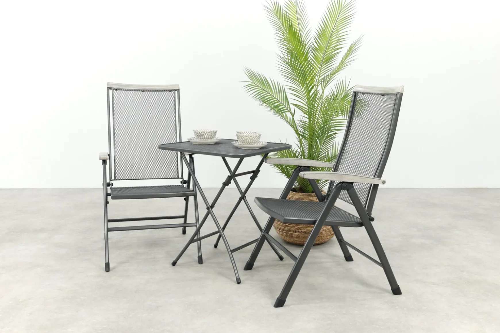 Royal Garden Balero inklapbare balkonset 3-delig strekmetaal 60x60 cm.
