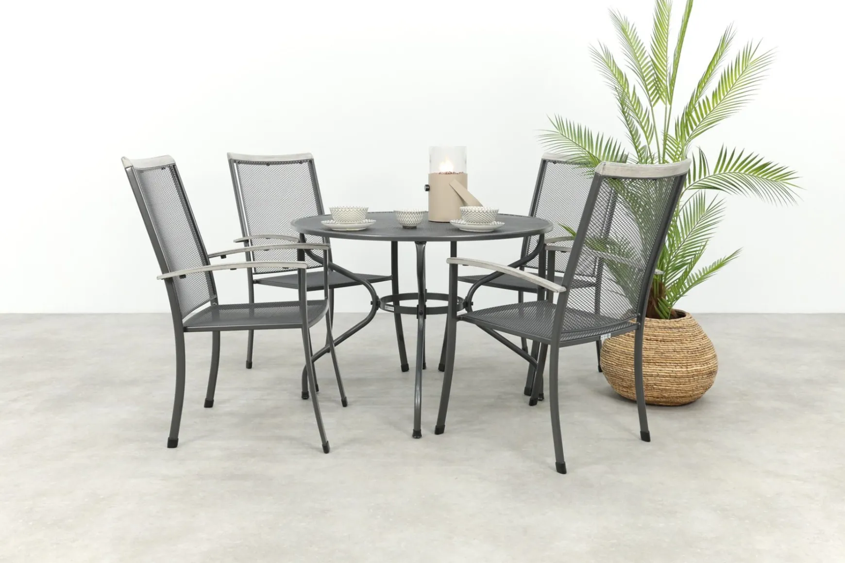 Royal Garden Balero ronde stapelbare tuinset strekmetaal Ø105 cm.