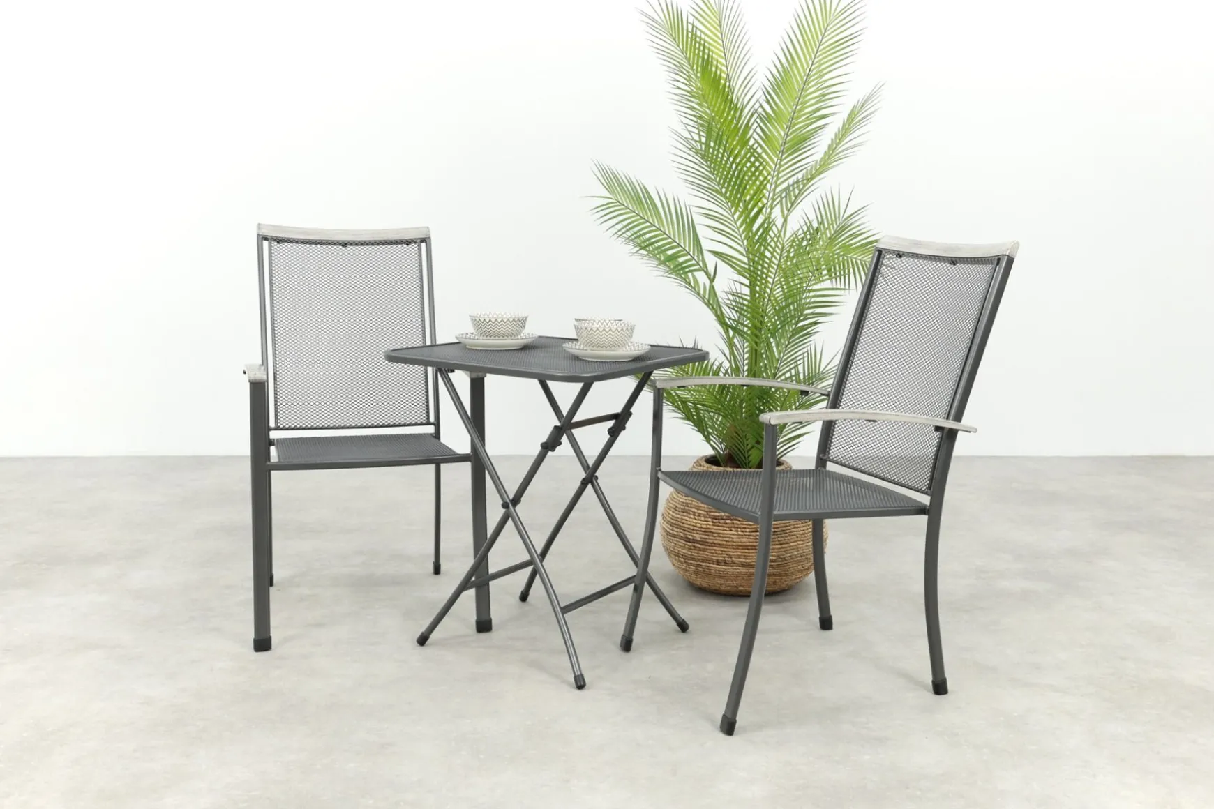 Royal Garden Balero stapelbare balkonset 3-delig strekmetaal 60x60 cm.