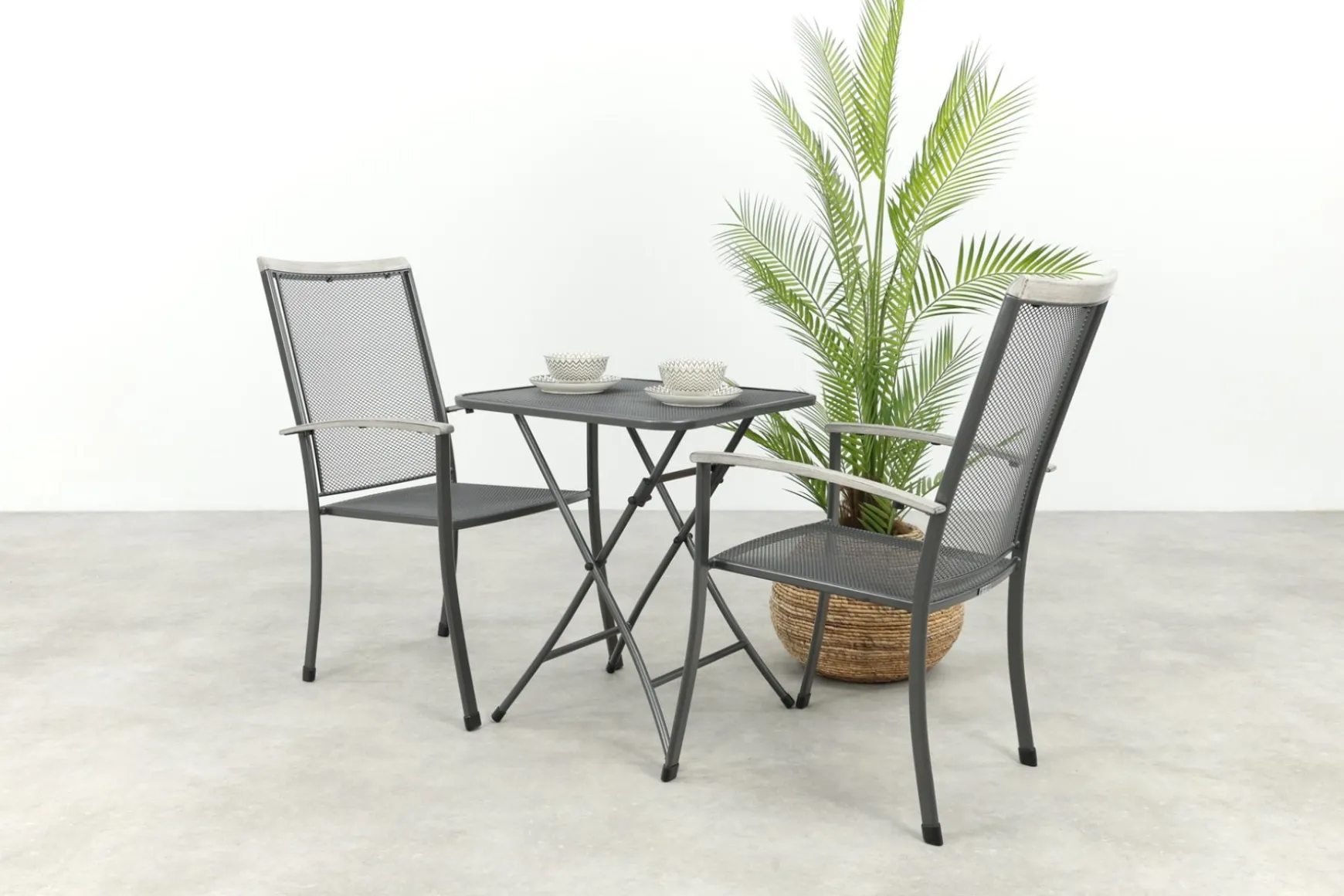 Royal Garden Balero stapelbare balkonset 3-delig strekmetaal 60x60 cm.