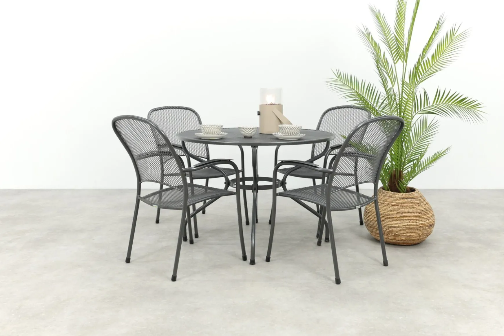 Royal Garden Carlo ronde stapelbare tuinset strekmetaal Ø105 cm.