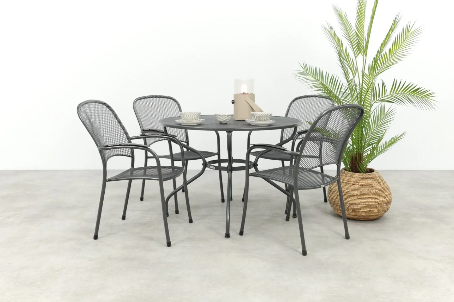 Royal Garden Carlo ronde stapelbare tuinset strekmetaal Ø105 cm.